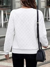 economico Felpe e Sweatshirt Texturizzati-Per donna Felpa con texture Felpe Felpe con cerniera Semplice Streetwear Casual Comodo Manica Lunga Collo Alto Top Regolari Streetwear Ferie Uscire Zip a un quarto Bianco Primavera Autunno