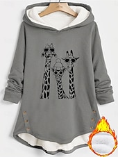 economico Umor e Citazioni Tops-Felpa con cappuccio da donna felpa foderata in pile pigiama caldo felpe grafiche con animali calde casual morbide maniche lunghe lunghe casual stampa sportiva nera rosa rossa blu grigia autunno