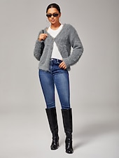 billige Bukser-Dame Jeans Full lengde Ankel-lengde Elegant Fritid Mørkeblå Sommer Høst Kryss-sesonger S M L