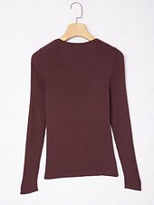 billiga Blusar &amp;amp; skjortor-Dam Button Down skjorta Casual skjorta Randig Ledigt Purpur Grön Beige Knappar Långärmad Elegant Semester Grundläggande V-hals Höst Många årstider