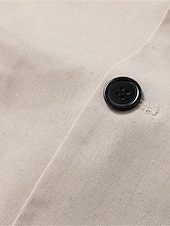 abordables Blazers Classiques pour Hommes-Homme Blazer en lin Ensemble Affaires Cocktail Fête de mariage Mode Occasionnel Printemps Automne 30% Lin 60% polyester Uni Avec Poches 2 pièces Confortable Simple Boutonnage veste Blanche Kaki Bleu