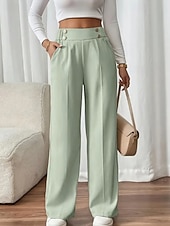 Жен. Широкие Костюм Мода Уличный стиль Полная длина Средняя талия Полотняное плетение Карман Эластичная талия Удобный Официальные Офис Для улицы Абрикосовый Серый Черный Светло-зеленый Осень Недорогие широкие ноги и высокая талия-Жен. Широкие Костюм Мода Уличный стиль Полная длина Средняя талия Полотняное плетение Карман Эластичная талия Удобный Официальные Офис Для улицы Абрикосовый Серый Черный Светло-зеленый Осень