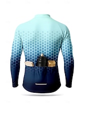 cheap Men's Jerseys-Men's Tops Cycling Jersey Graphic Geometric Gradient Long Sleeve Bike Jacket Jersey Top with 3 Rear Pockets Sun Sun Protection Sunscreen Quick Dry Sports Blue Clothing Apparel