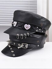 abordables Accessoires d&#039;Halloween-Femmes Beret Tissu en polyester faux cuir Punk ancien Style Gothique Automne Hiver Toutes saisons