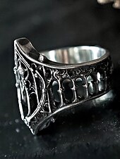 ieftine Accesorii de Halloween-Inel gotic din argint pentru femei – design complex inspirat de catedrală, perfect pentru Halloween, petreceri în costume și pasionații de fantezie