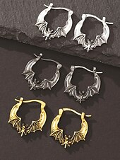 abordables Accessoires d&#039;Halloween-Boucles d&#039;oreilles créoles chauve-souris pour femme, style gothique punk, en alliage, idéales pour les fêtes, les cosplays et les sorties nocturnes.