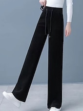 halpa Suorat Housut-Naisten Vakosamettihousut Housut Suora Katutyyli Vapaa-aika Täyspitkä Luonnollinen Tavallinen Joustava kiristysnauhan suunnittelu Mukava Katu Pyhäpäivä Viikonloppu Tumma harmaa Musta Khaki Syksy