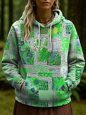 olcso Virágmintás felsők-Női Pulóver Hoodie pulóver Virágos Grafika Alkalmi Hosszú ujj Kapucni Normál felsők Party estélyi viselet Utca Hétköznapi Arcpír rózsaszín Medence Narancssárga Lóhere Tavasz Ősz Tél