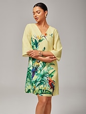 abordables Robes décontractées-mini-robe ample à imprimé floral et col en V