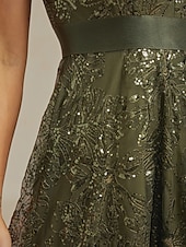 preiswerte abendkleider-Damen Maxikleid A Linie Kleid Rückenfreies Kleid Elegant Party Geburtstag Einfarbig Ärmellos V Ausschnitt Olive Sommer Frühling
