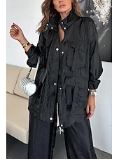 halpa Naisten puseropuvut-Naisten Puvut Mukava Kurenauha Tasku Täysi vetoketju Urheilu Muoti Päivittäin Retro Tavallinen Koulu Loma Koti Toimisto Cardigan Normaali Stand-kaula-aukko Loose Fit Pitkähihainen Päällysvaatteet