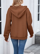 preiswerte Einfache Blusen-Damen Textur Bluse Kapuzenpullover Tasche Einfach Streetwear Lässig Langarm Mit Kapuze Normale Oberteile Straße Ferien Ausgehen Schwarz Rosa Braun Khaki Grau Herbst