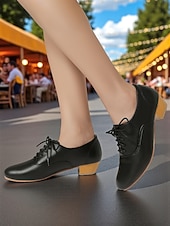economico Scarpe oxford da donna-scarpe oxford stringate da donna nere - scarpe eleganti retrò con tacco basso per look da festival della birra, Oktoberfest, eventi autunnali e stile retrò casual