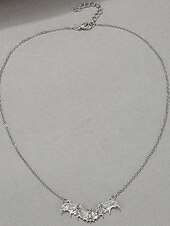 abordables Accessoires d&#039;Halloween-Collier pendentif chauve-souris gothique pour femme - ras de cou vintage en argent pour fêtes costumées, cosplay et mode sorcière