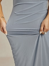 levne Party šaty-Dámské Maxi šaty Plášťové šaty Elegantní Večírek koktejl Pevná barva Bez rukávů Tričkový Dusty modrá Léto