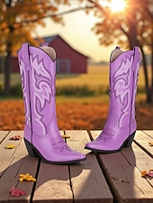 levne Cowboy &amp; Western Boots-Dámské kovbojské boty v západním stylu s vyšívanými kamínky, ideální pro městskou bohémskou módu a slavnostní příležitosti