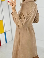 ieftine Rochie simplă-Pentru femei Rochie Mini Rochii Tip Cămașă Clasic Modern În aer liber Vacanță Sfârșit de săptămână Fit regulat Simplu Manșon Lung Guler Cămașă Negru Albastru piscină Mov Kaki Toamnă