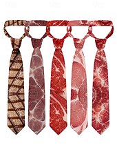 preiswerte Halloween-Zubehör-Herren-Halloween-Krawatte mit Fleisch-Print – lustiges und einzigartiges Steak- und Speck-Design, perfekt für Halloween-Partys und Kostümveranstaltungen