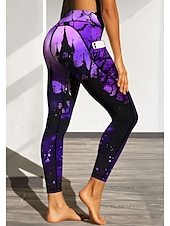 levne Legíny a legíny na jógu-Dámské Unisex legíny na pilates Fitness kalhoty Legíny na cvičení Kapsy Kolkovné Boční kapsy Pilates Tělocvična Cvičení v tělocvičně Kalhoty Cyklistické kalhoty Legíny Grafika předvečer Všech svatých