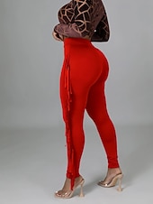 halpa Naisten kapeat housut-Naisten Housut Sukkahousut Mukavat leggingsit Katutyyli Vapaa-aika Täyspitkä Luonnollinen Tavallinen Tupsu Joustava vyötärö Mukava Pyhäpäivä Arki-asut Viikonloppu purppura Musta Valkoinen Armeijan