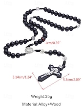 abordables Joyas para hombres-Rosario de madera para hombre con medalla de San Benito y crucifijo: cuentas de oración católicas para el culto religioso, la reflexión espiritual y la devoción diaria.