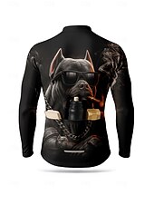 זול חולצות גברים-בגדי ריקוד גברים חולצות חולצת ג'רסי לרכיבה גראפי חיה כלב שרוול ארוך אופנייים ג'רזי צמרות עם 3 כיסים אחוריים רכיבת הרים רכיבת כביש שמש הגנה מפני השמש קרם הגנה ייבוש מהיר ספורט שחור ביגוד
