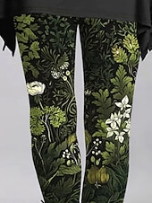 baratos -Mulheres Calças Leggings Leggings aconchegantes Roupa de rua Casual Comprimento total Cintura Alta Floral Cintura elástica Imprimir Respirabilidade Confortável Com Stretch Férias Rua Roupa Diária