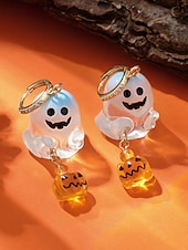 economico Accessori di Halloween-orecchini da donna a forma di fantasma e zucca di Halloween: graziosi gioielli pendenti con dettagli in cristallo per feste in maschera, cosplay e abiti festivi