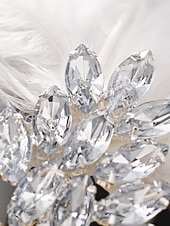 abordables Accessoires de Mascarade-Barrette à cheveux en plumes blanches pour femme - Coiffe vintage ornée de cristaux pour dames, élégant fascinateur de style Gatsby pour tenues de fête, de cocktail et de soirée