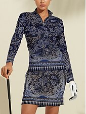 billiga Polos &amp;amp; kvartsdragkedjor-Dam Vandringspolotröja Mörk Marin Långärmad Överdelar Golfkläder för damer Kläder Outfits Bär kläder