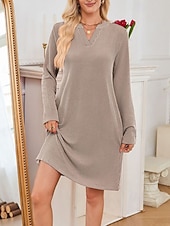 ieftine Rochie Artă și Design-Pentru femei Rochii Midi Rochie hanorac Rochie casual Modă Modern În aer liber Zilnic Sfârșit de săptămână Fit regulat Simplu Manșon Lung În V Negru Roz Îmbujorat Verde Militar Mov Primăvară Toamnă