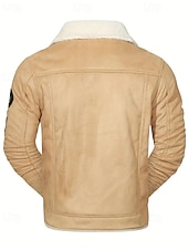 preiswerte Herrenjacken &amp; Herrenmäntel-Herren Winterjacke Fleecejacke Freizeitjacke Urlaub Täglich Thermowarm Tasche Fleece Herbst Winter Einfach Mode Streetwear Revers Regulär Schwarz Khaki Jacken