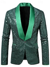 economico Blazer Classici da Uomo-Per uomo Blazer Affari Cocktail party Ricevimento di matrimonio Moda Casual Primavera Autunno Poliestere Semplice Tasca Bottoni Confortevole Monopetto Giacca Verde scuro