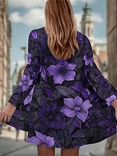 abordables Manteaux 3D-Femmes Manteau d&#039;Hiver Trench Léger Confortable Imprimé Front ouvert ancien Mode Occasionnel Fleuri Vacances Occasionnel Long Sans Col Coupe régulière manche longue Vêtements d&#039;extérieur Violet Vert