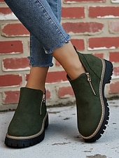 abordables Bottines-Bottines grises en similicuir pour femme – fermeture zippée latérale, semelle crantée antidérapante, style streetwear automne-hiver élégant