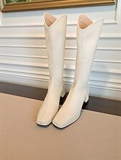 levne Jezdecké boty-Dámské jezdecké boty z pravé kůže - městská móda s hranatou špičkou a blokovým podpatkem v jezdeckém stylu pro ležérní a elegantní outfity