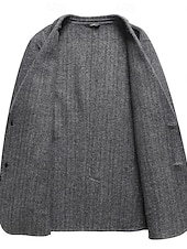 billiga Herrarnas Elite Ytterkläder-herr ullblandad kavaj jacka skola formell semester elegant klassisk vår höst ull polyester enfärgad fiskbensmönster termisk varm enkelknäppt tvåknapps kavaj kaffe grå