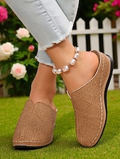 preiswerte Clogs &amp; Pantoletten für Damen-Damen-Slipper aus Kunstleder – atmungsaktive Komfort-Clogs mit Spitzenmuster für Gartenarbeit, Hauskleidung und Freizeitoutfits