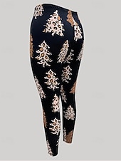 billiga Halloween Bottoms-Dam Byxor Damasker Mysiga leggings Streetwear Ledigt Fullängd Hög midjaPantsJul Leopard Träd Elastisk midja Mönster Mateial som andas Bekväm Elastisk Semester Gata Dagliga kläder Svart Sommar Vår Höst