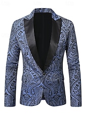 economico Blazer Classici da Uomo-Per uomo Blazer Affari Cocktail party Ricevimento di matrimonio Moda Casual Primavera Autunno Poliestere Anacardi Tasca Bottoni Confortevole Monopetto Giacca Blu marino