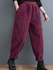 abordables pierna ancha y cintura alta-Mujer Chinos Vacaciones Moda Casual Longitud total Alta cintura Plano Bolsillo Cintura elástica Confortable Suave Cómodo Microelástico Exterior Calle Negro Morado Verde Trébol Café Primavera Otoño