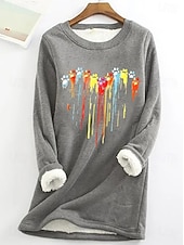 ieftine Artă și design topuri-Pentru femei Hanorac pulover Imprimeu Grafic Scrisă Casual Confort Manșon Lung Stil Nautic Topuri lungi Stradă Zilnice Albastru piscină Negru Roz Îmbujorat Gri Toamnă Iarnă