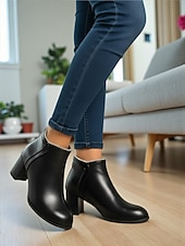 baratos Botas de tornozelo-Botas femininas de cano curto com detalhes em pérolas - botinhas curtas de salto bloco e estilo urbano chique para looks casuais e de rua da moda