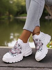 levne Dámské tenisky-Dámské flyknit nazouvací tenisky s podzimním potiskem dýňově-kávové – lehké ležérní podzimní vycházkové boty na Halloween a Dožínky
