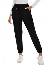 abordables Pantalones de pierna recta-Mujer Pantalones de lana Persona que practica jogging pantalones Ropa de calle Casual Longitud total Cintura Media Plano Bolsillo Diseño de cordón elástico Cómodo Calle Ropa Cotidiana Fin de semana