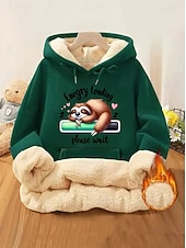 رخيصةأون قمصان مخططة وهندسية-نسائي كنزة صوفية حيوان كاجوال كم طويل مع قبعة قمصان عادية شارع مناسب للبس اليومي طباعة أسود وردي بلاشيهغ أحمر أخضر الخريف الشتاء