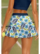 preiswerte Damenröcke &amp; Skorts-Damen Blumenmuster Tennisröcke Patchwork Tasche 2 in 1 UPF50+ UV-beständig Mit Taschen Volleyball Tennis Badminton Shorts Rock Marinenblau Tennisbekleidung