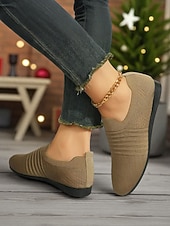 economico Sneakers da donna-sneakers slip-on flyknit da donna: scarpe casual leggere e traspiranti per camminare, viaggiare, Natale e per tutti i giorni
