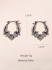 abordables Accessoires d&#039;Halloween-Boucles d&#039;oreilles créoles chauve-souris pour femme, style gothique punk, en alliage, idéales pour les fêtes, les cosplays et les sorties nocturnes.