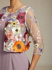  Női Csipke felsők Elegáns Tropikus Terített nyak Szivárvány Nyár